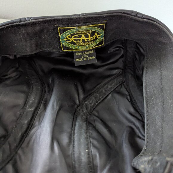 Scala 100% Leather Newsboy Hat, XL - Picture 5 of 6